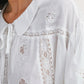 Embroidered Tie Front Blouse