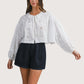 Embroidered Tie Front Blouse