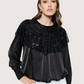 Beaded Collar Satin Blouse