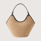 Leather Trim Raffia Tote