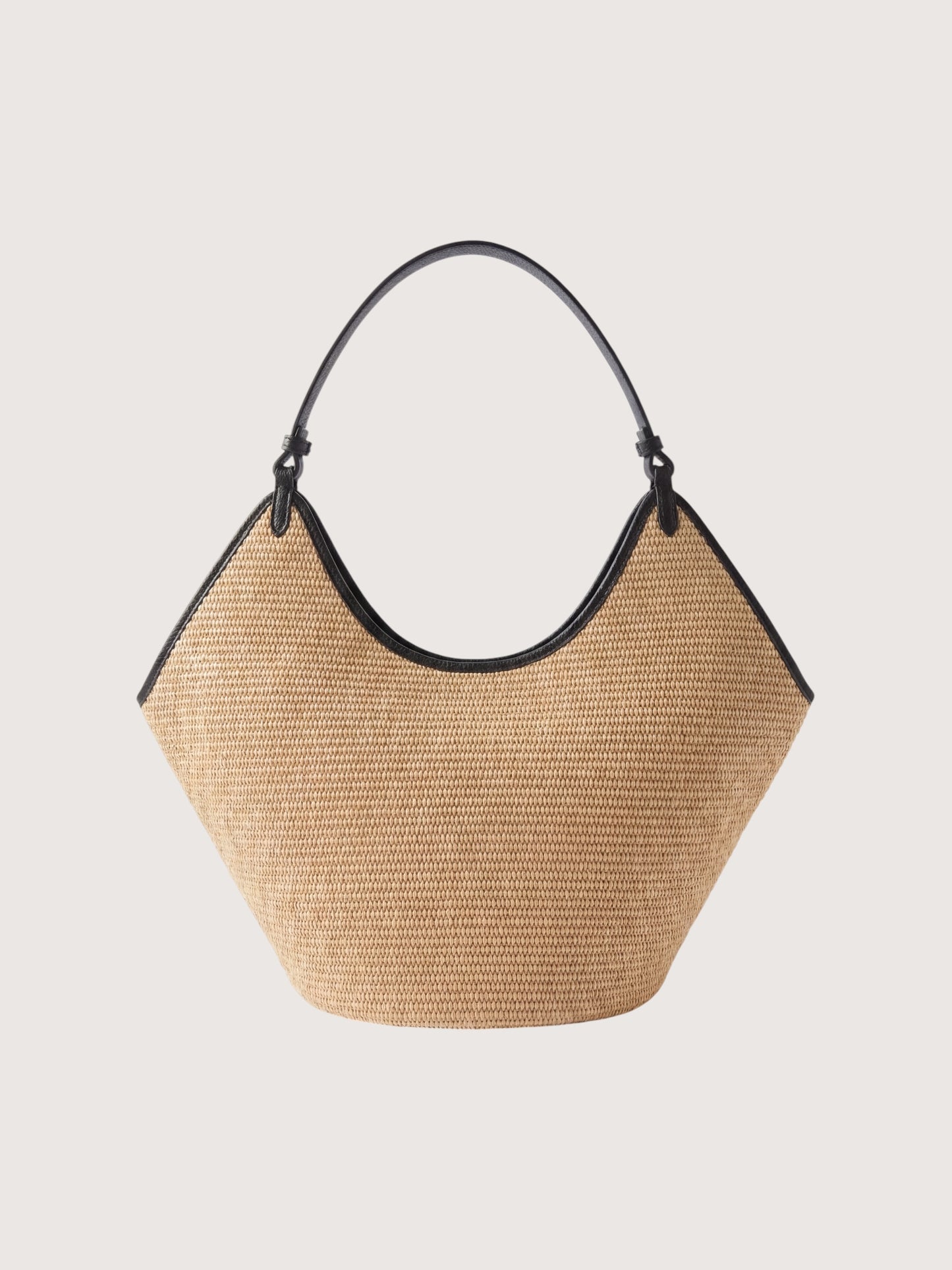 Leather Trim Raffia Tote