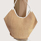 Leather Trim Raffia Tote
