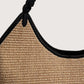 Leather Trim Raffia Tote