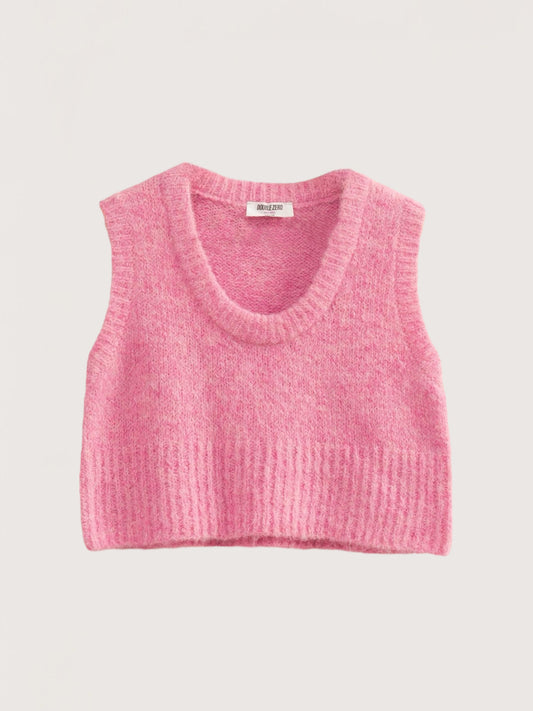 Fuzzy Knit Vest Top |  Pink