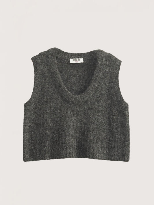 Fuzzy Knit Vest Top |  Grey
