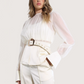 Sheer Belted Peplum Blouse