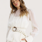 Sheer Belted Peplum Blouse