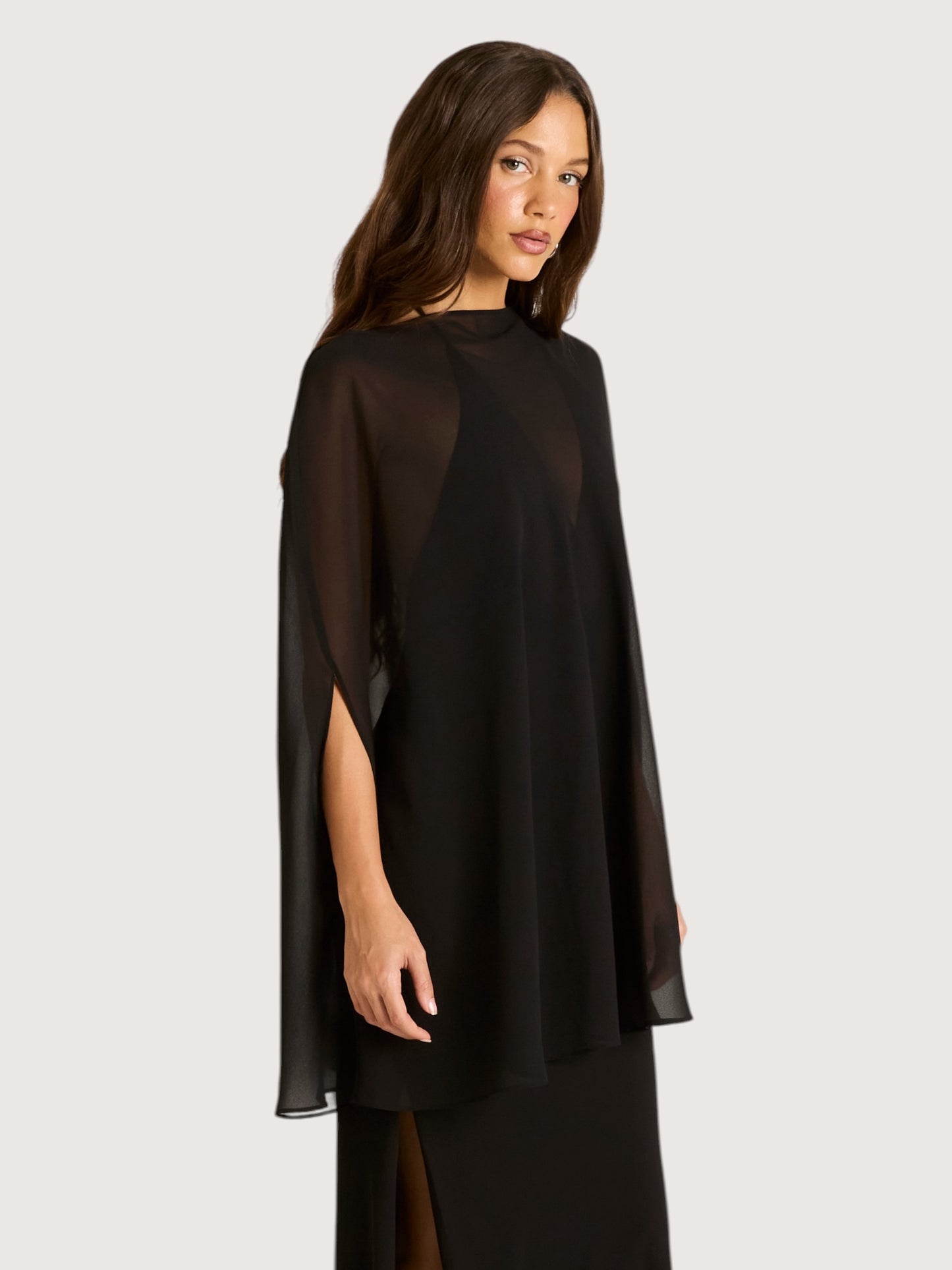 Sheer Poncho Tunic | Black