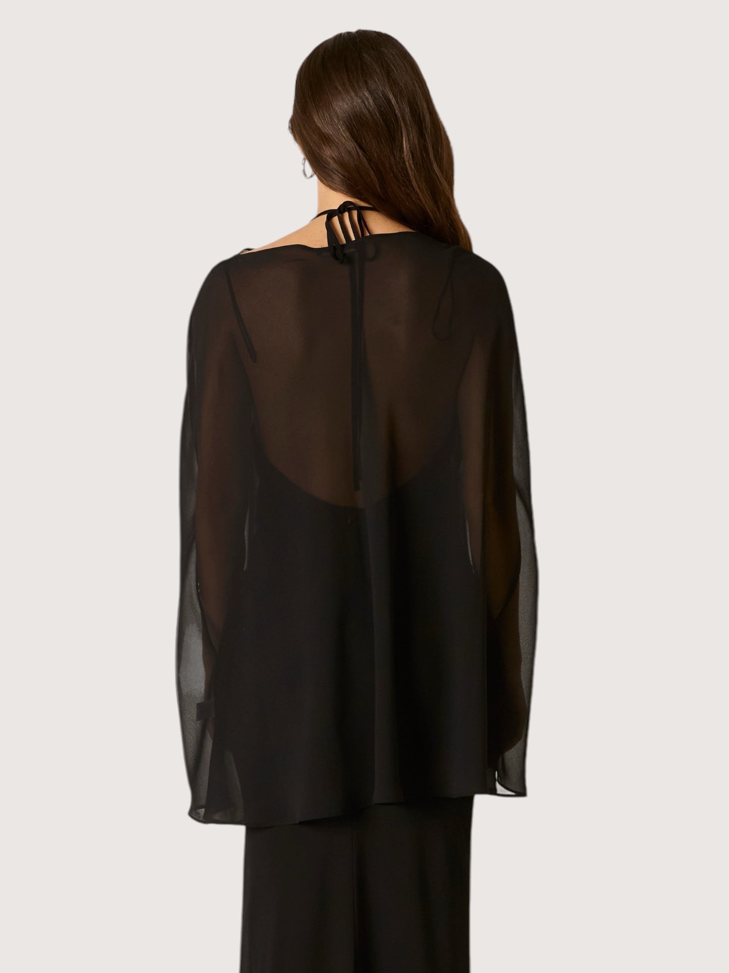 Sheer Poncho Tunic | Black