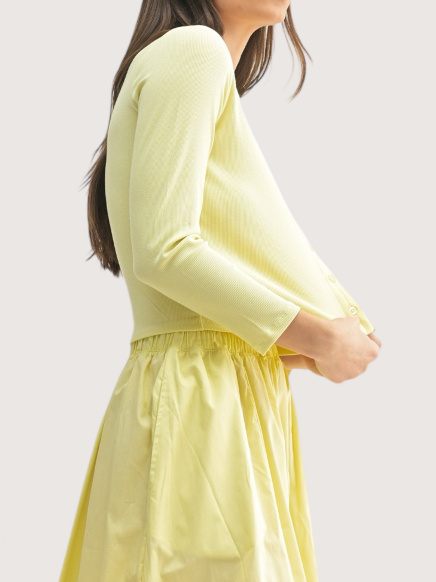 Cardigan and Skirt Set | Yellow