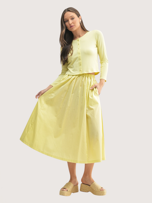 Cardigan and Skirt Set | Yellow