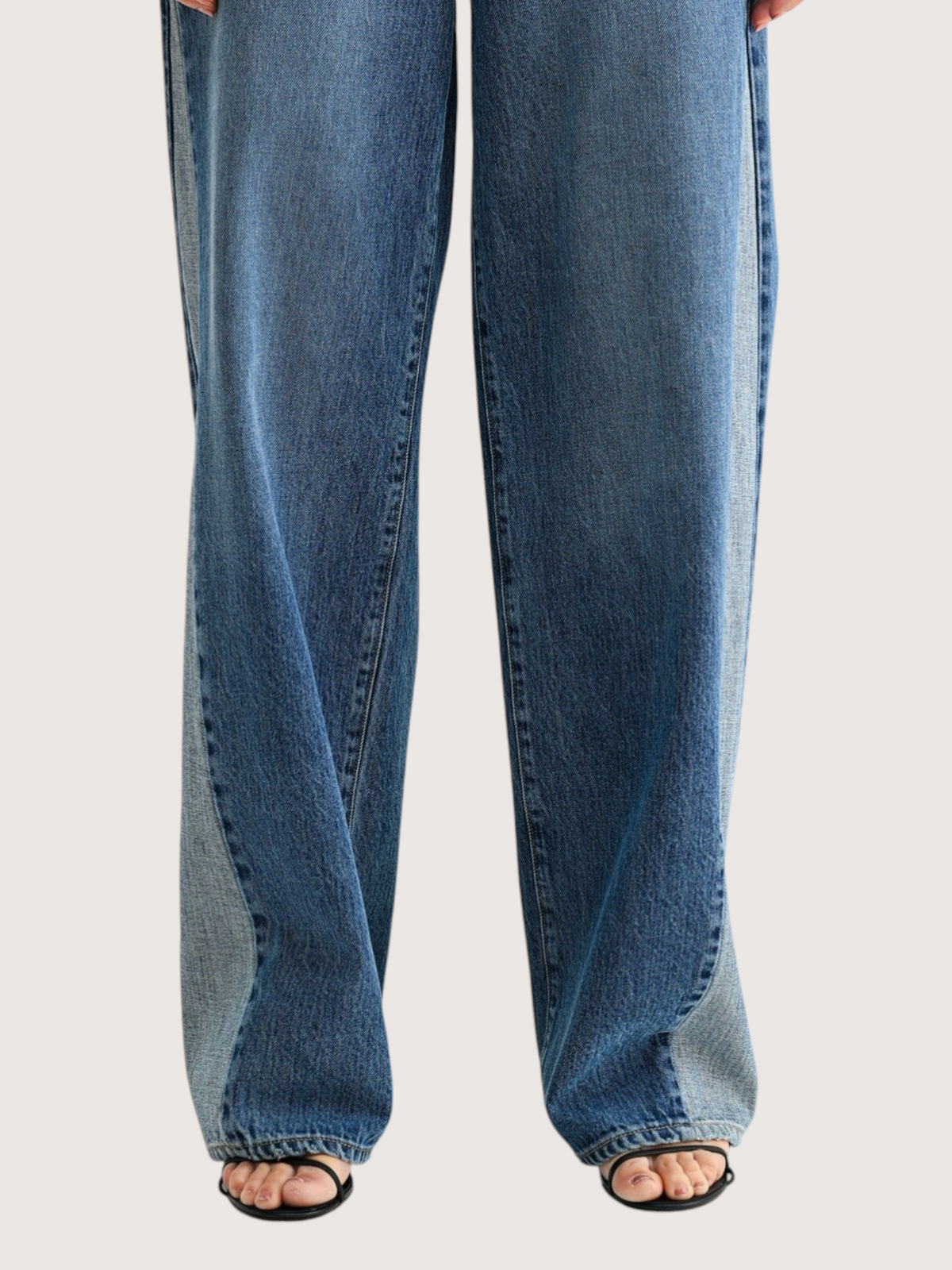 Contrast Wide Leg Denim