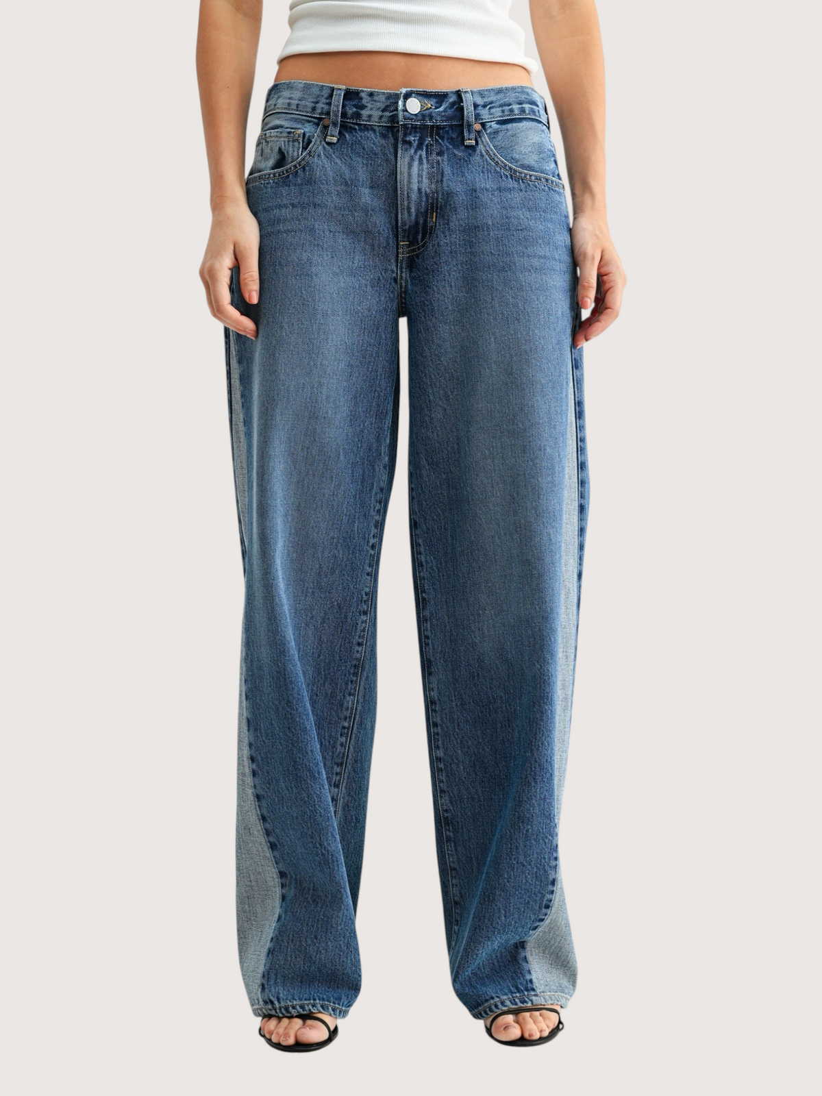 Contrast Wide Leg Denim