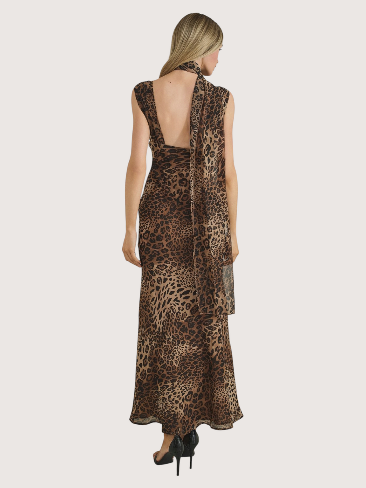 Leopard Scarf Maxi Dress