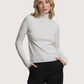 Gold Button LS Turtleneck | Ivory