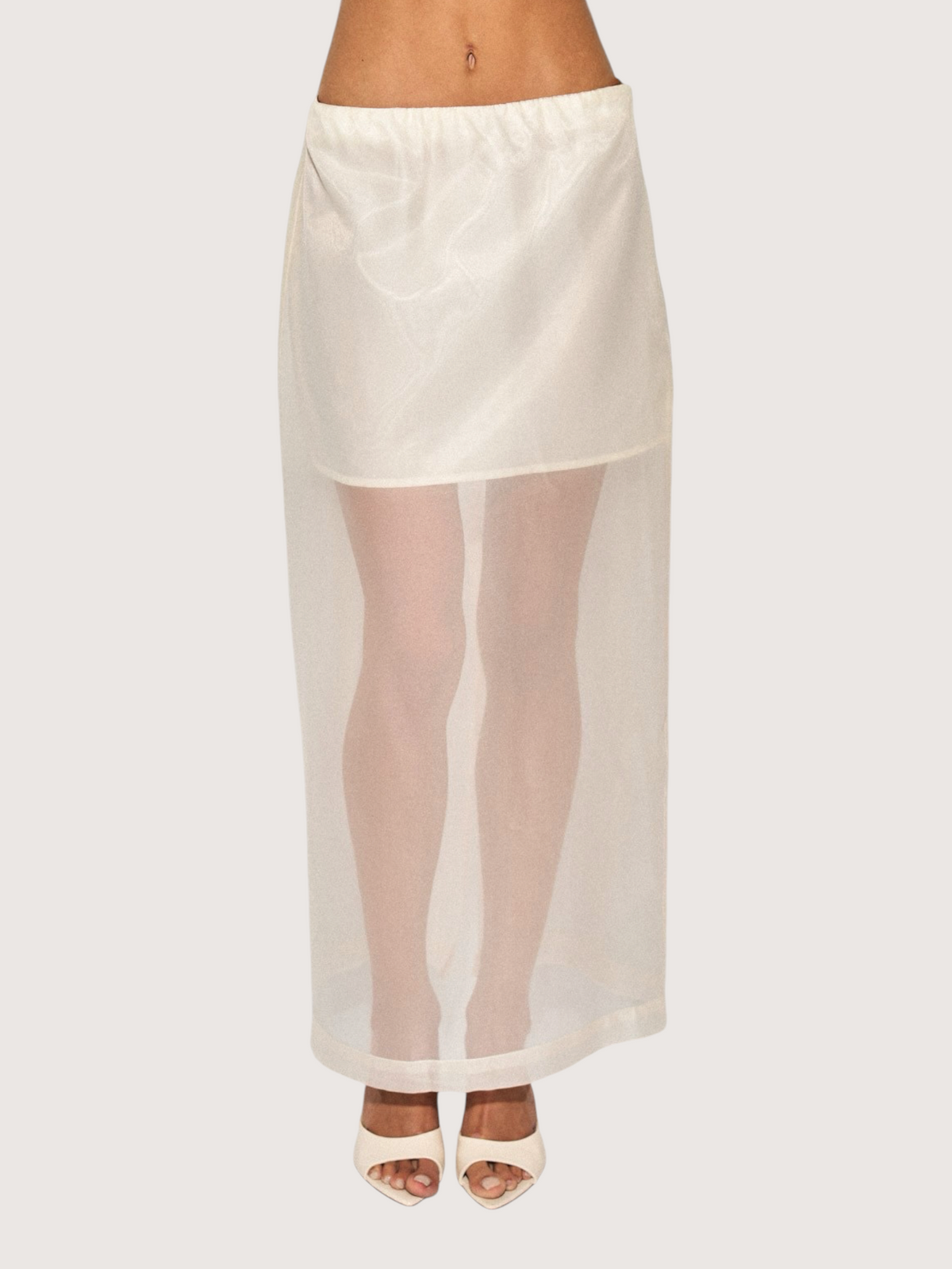 Sheer Overlay Midi Skirt
