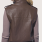 Funnel Neck Leather Vest | Brown
