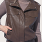 Funnel Neck Leather Vest | Brown