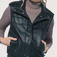 Funnel Neck Leather Vest | Black