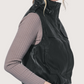 Funnel Neck Leather Vest | Black