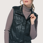 Funnel Neck Leather Vest | Black