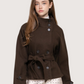 Violet High Neck Coat | Brown