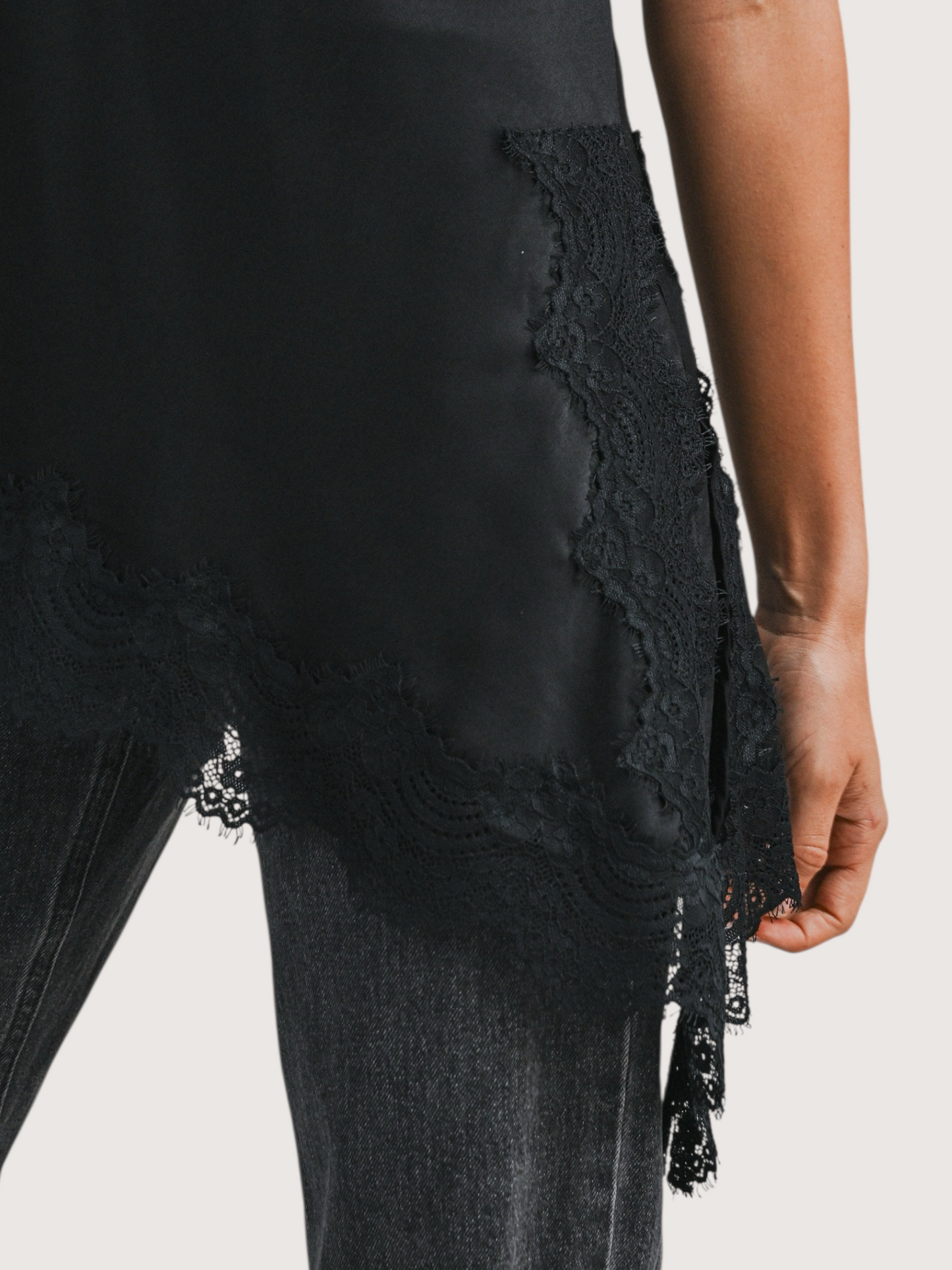 Asymmetric Lace Trim Top