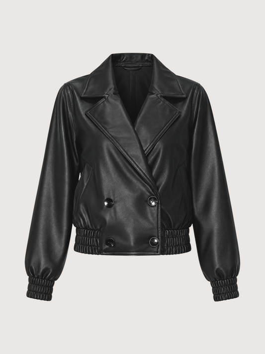 Leather Cropped Trench Jacket