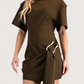 Side Buckle Drape Dress | Olive