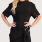 Side Buckle Drape Dress | Black