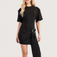 Side Buckle Drape Dress | Black