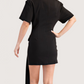 Side Buckle Drape Dress | Black