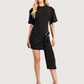 Side Buckle Drape Dress | Black