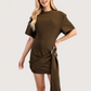 Side Buckle Drape Dress | Olive