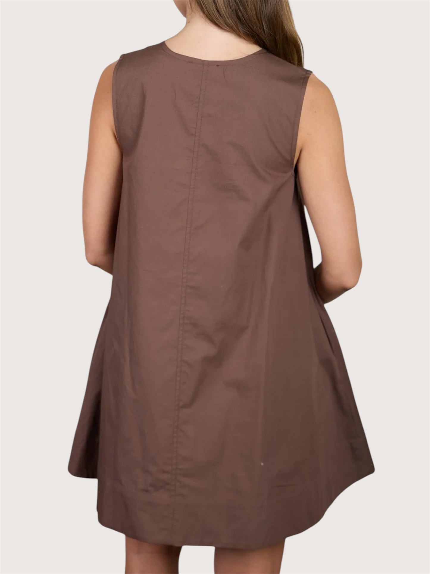 Scoop Neck Mini Dress | Brown