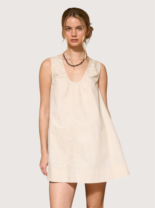 Scoop Neck Mini Dress | Khaki