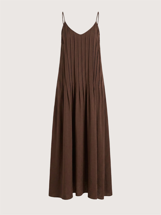 Pleated Pintuck Maxi Dress