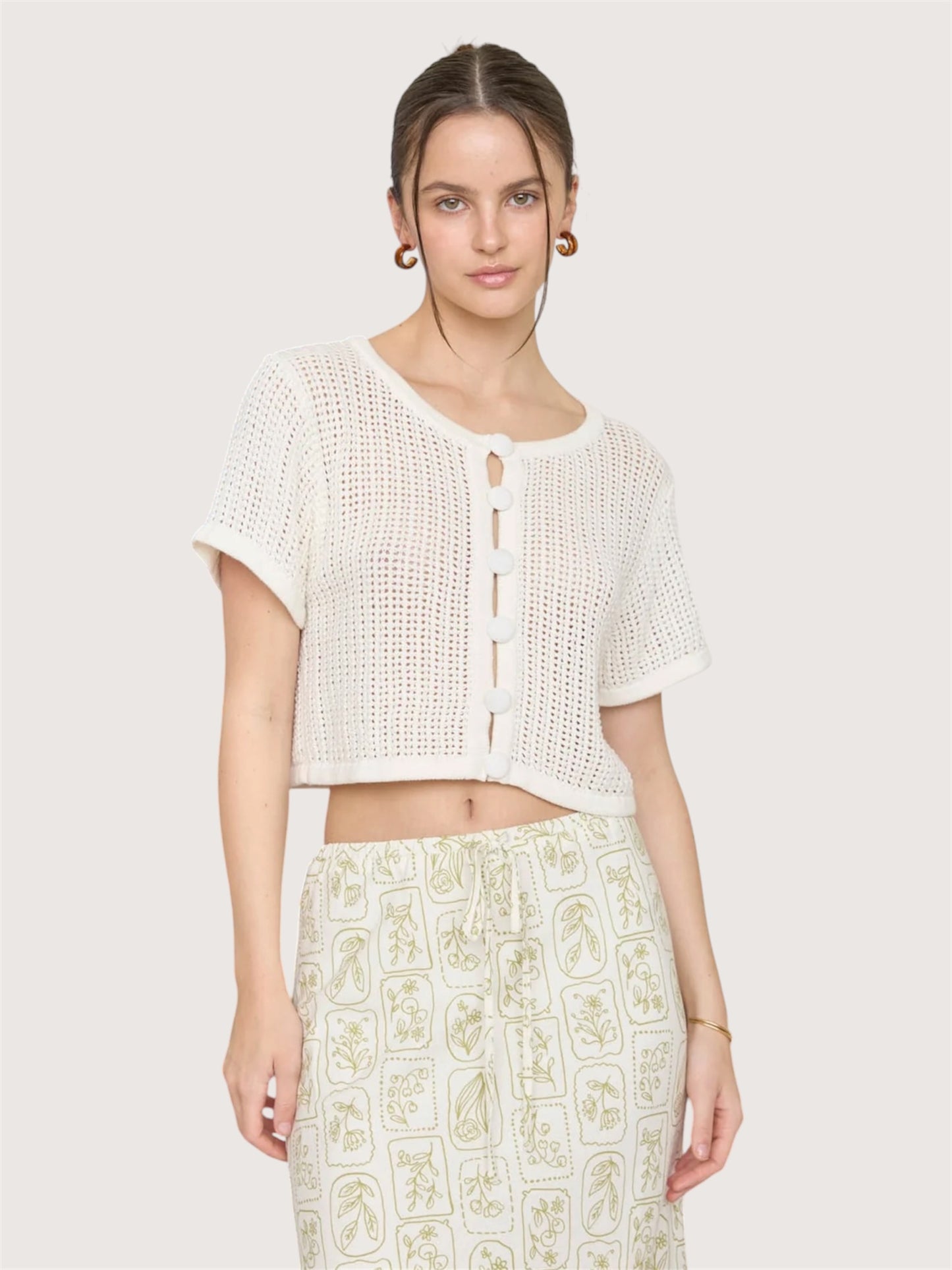 Crochet Knit Cropped Cardigan