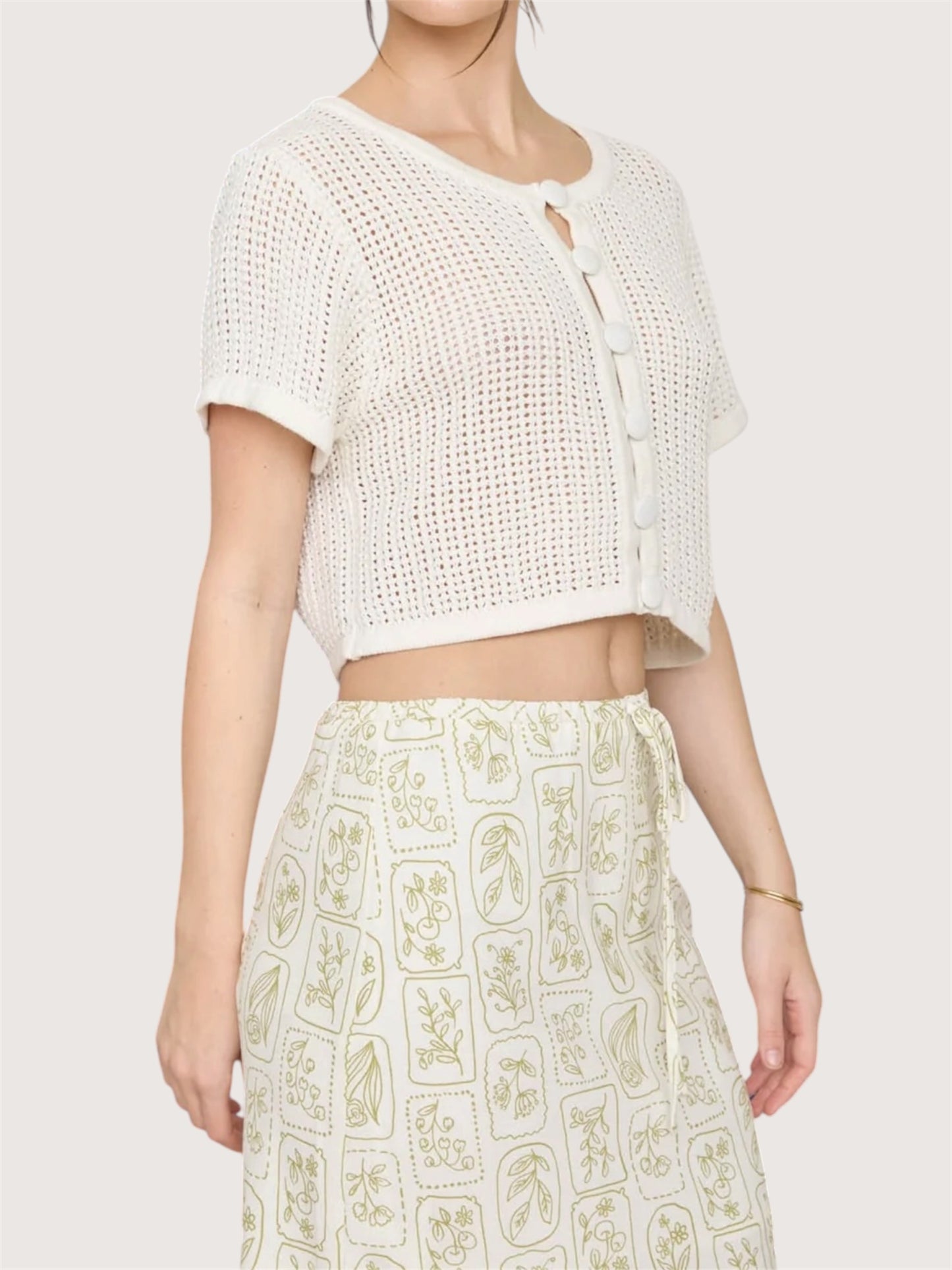 Crochet Knit Cropped Cardigan