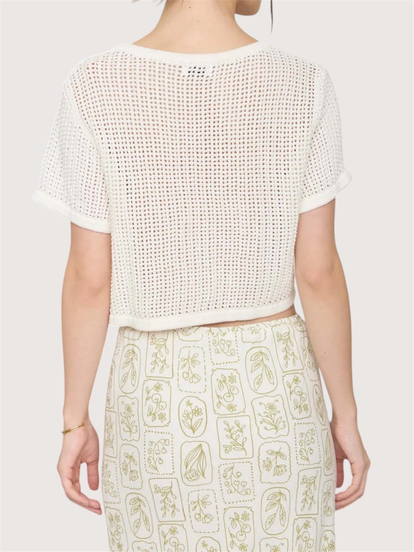 Crochet Knit Cropped Cardigan