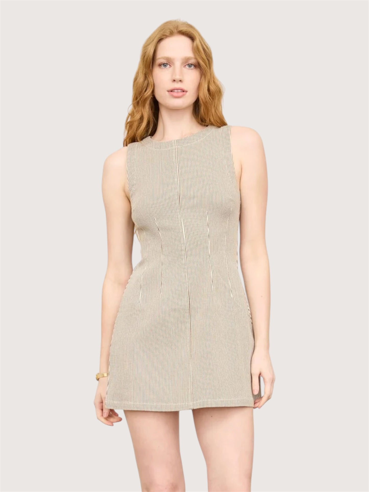 Striped Fitted Waist Dress
