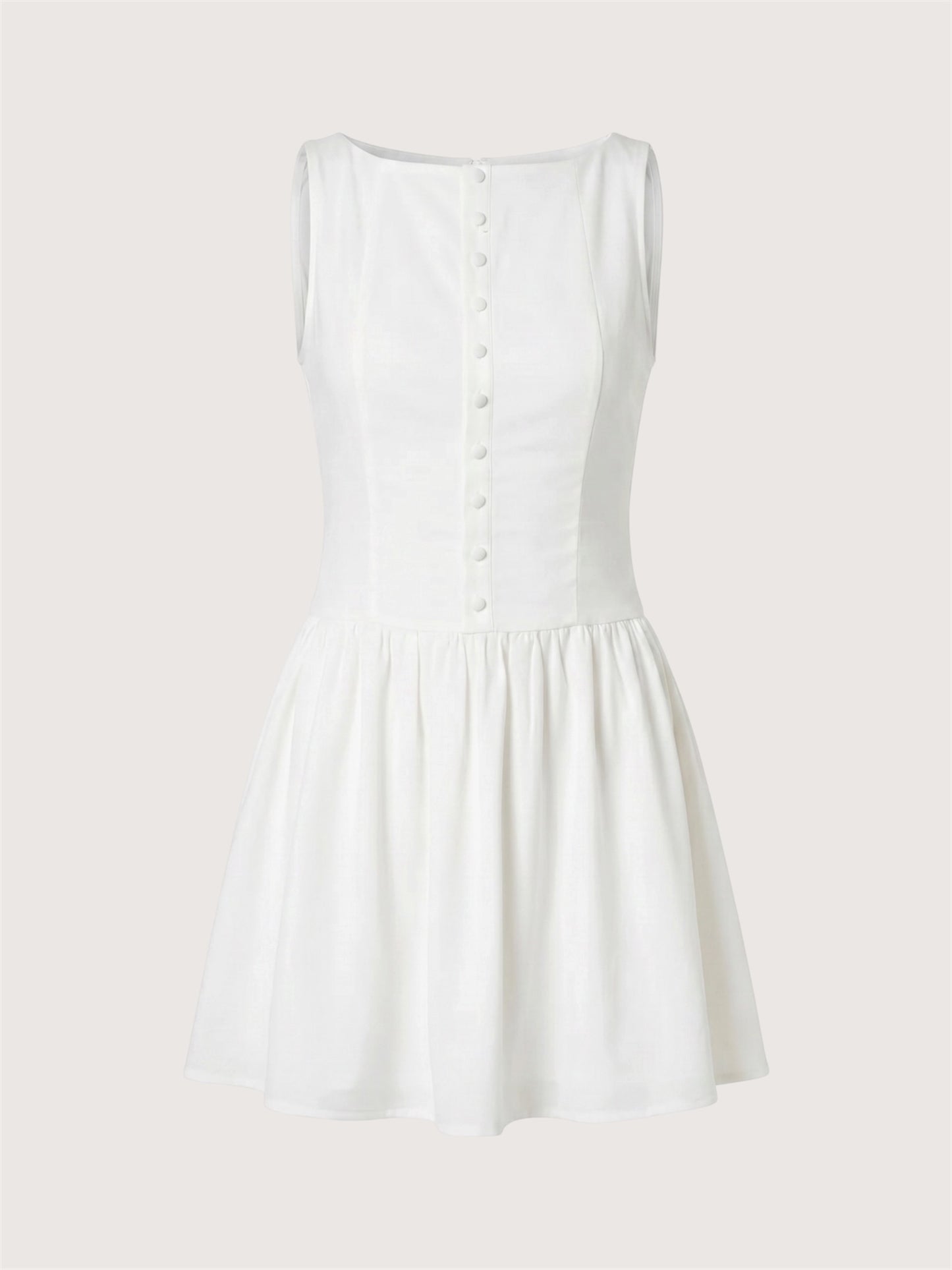 Boatneck Button Front Dress