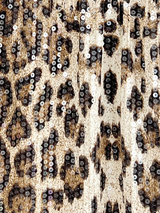 Sequin Leopard Midi Skirt