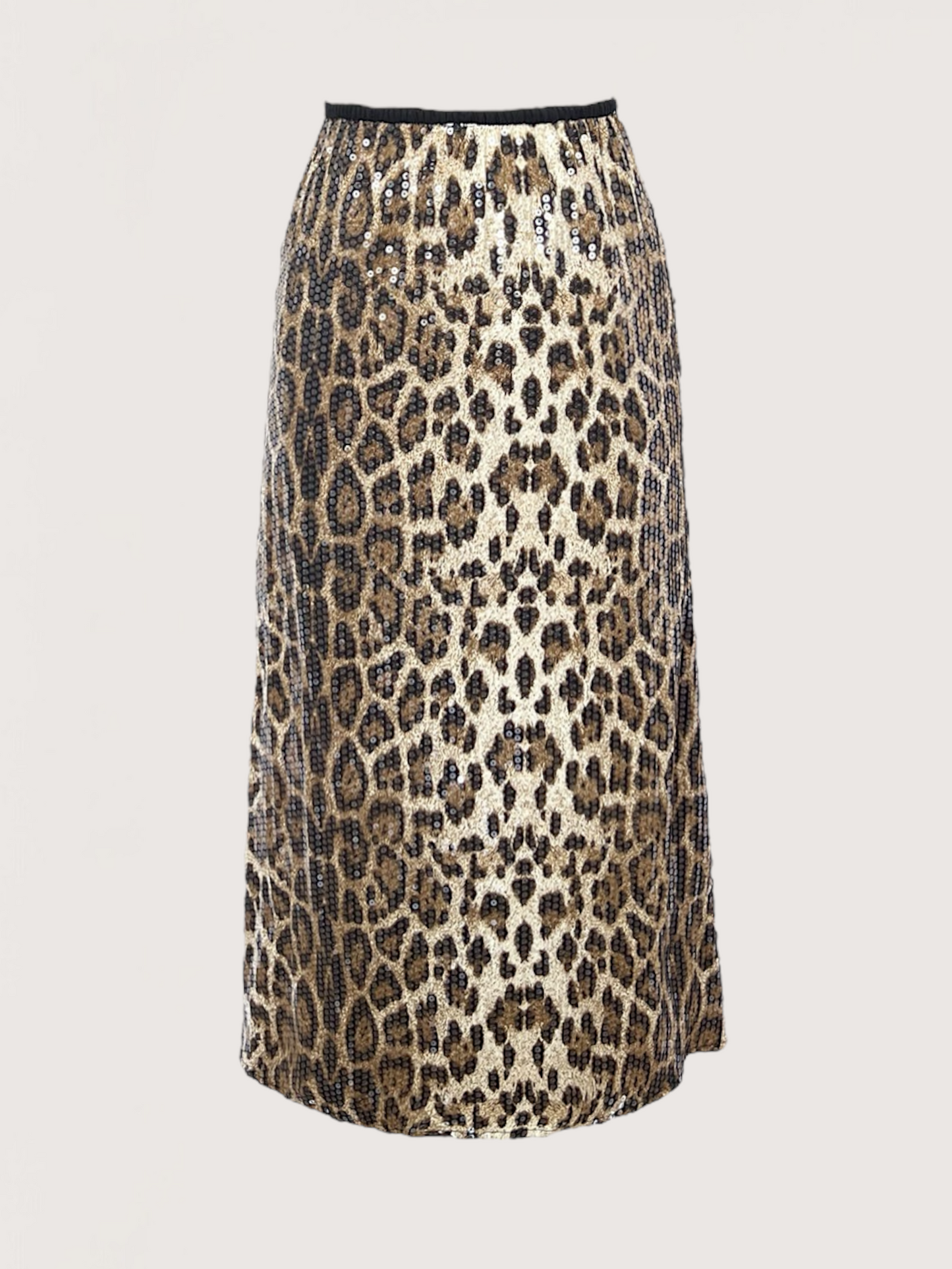 Sequin Leopard Midi Skirt