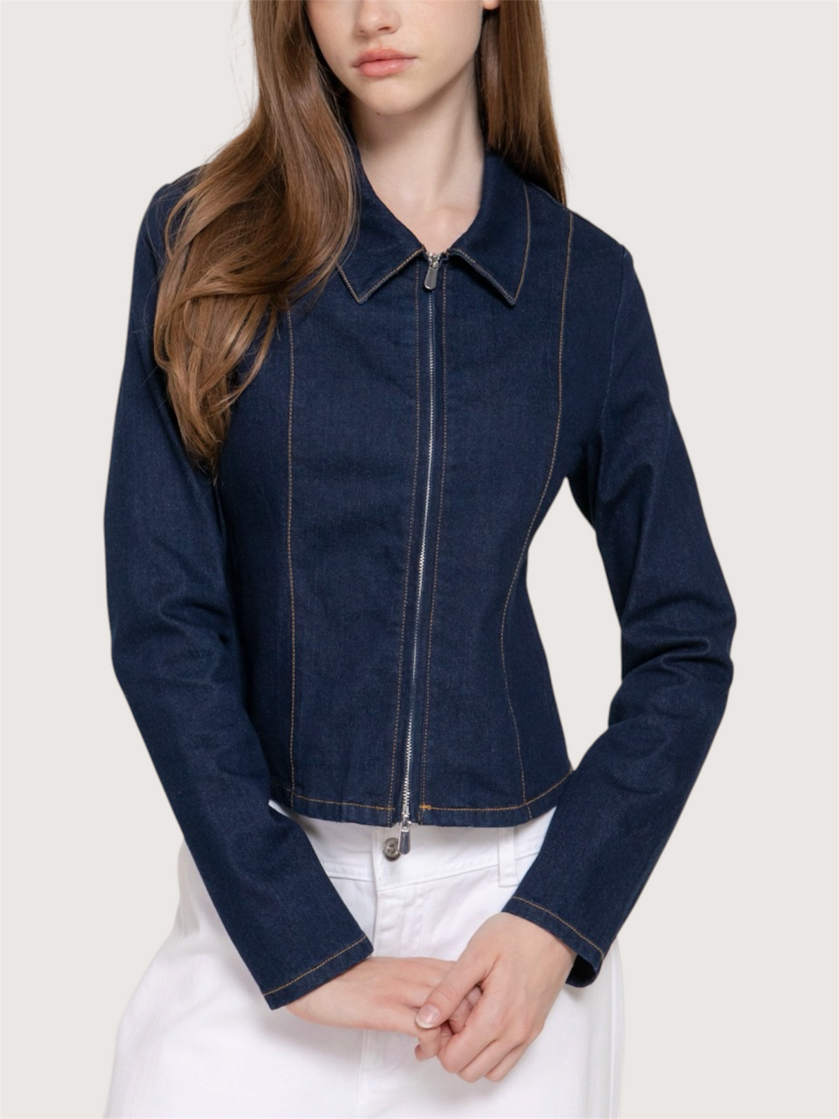 Denim Zip Up Top