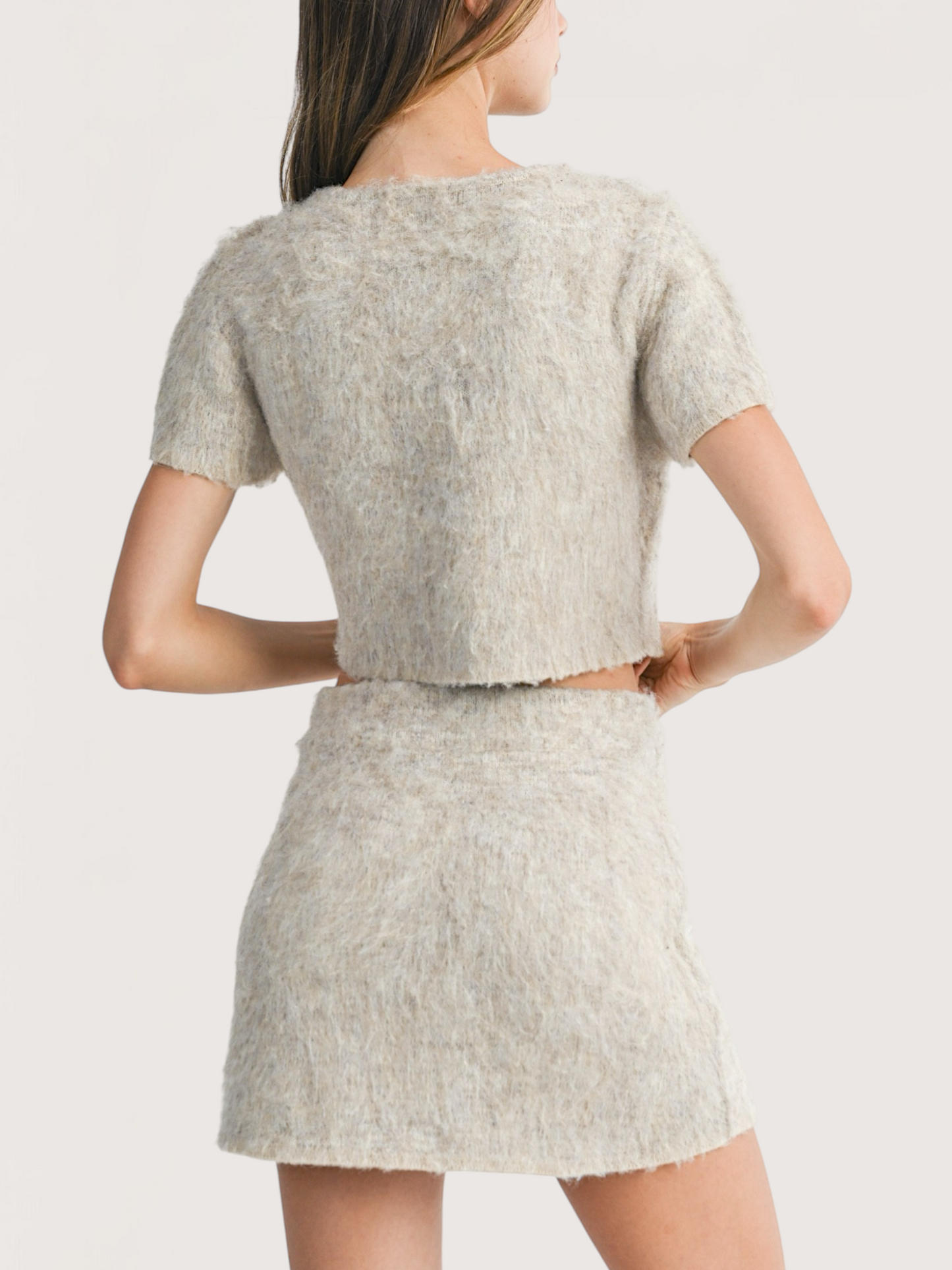 Fuzzy Knit Cardigan | Taupe