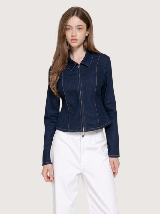 Denim Zip Up Top