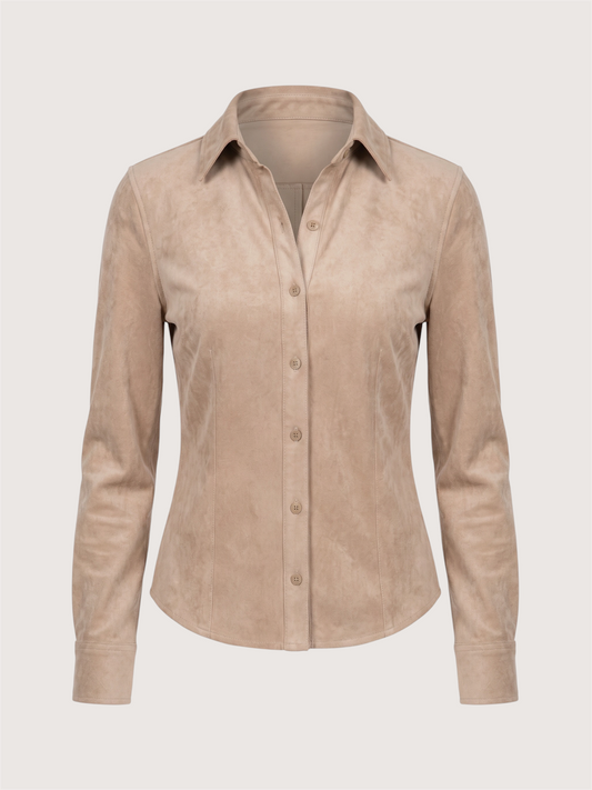 Tapered Waist Suede Top | Taupe