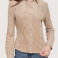 Tapered Waist Suede Top | Taupe