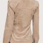 Tapered Waist Suede Top | Taupe